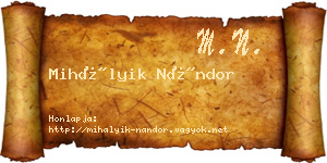 Mihályik Nándor névjegykártya